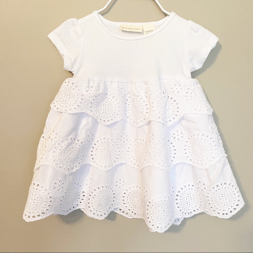First Impressions Baby Girl White Dress - 6-9 mo.